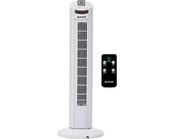 Auronic Torenventilator - Staande Ventilator met Afstandsbediening - Vloerventilator - Timer - Kolomventilator - Fan - 50W - 45dB - 74cm - Wit