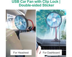 Auto Hoofdsteun Ventilator - Draagbare USB Koeling met 360° Rotatie en 3 Snelheden