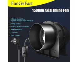 Axiale Buisventilatorset met 3m Slang - 150mm, 334 m³/u, Geschikt voor Kweekruimtes, Garage en Kantoor