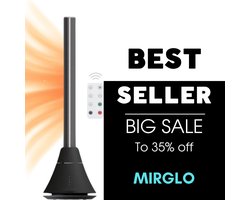 BEST SELLER – 35% KORTING - BASOO BS-7100 BLADLOZE VENTILATORTOREN – ZWART – 2-IN-1 SLIMME HEATER & COOLER – GELUIDSARME VENTILATOR MET AFSTANDSBEDIENING