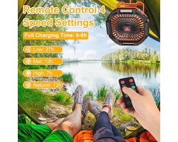 Campingventilator 3-in-1 met Accu en LEDlicht - Stil en Draagbaar voor Buiten en Thuis