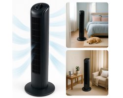 Cheqo® Torenventilator Zwart - Energiezuinig - Staande Ventilator 81 cm - Voor Slaapkamer - Fan - Airco Alternatief - Vloerventilator