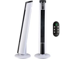 CoolHome CF2204 Design Ventilator - Wit - Torenventilator - Afstandsbediening - Timer - Dimbaar LED-scherm - Kolomventilator met Luchtreiniger - Ventilator Staand