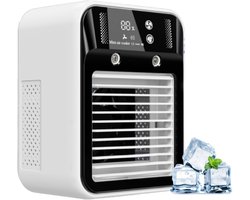 Draagbare airconditioner, oplaadbare mini-airconditioner, verdampingsluchtkoeler, 2 snelheden, 2 koudeluchtstralen, digitaal display, draagbare airconditioner voor auto, slaapkamer, kantoor, camping
