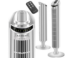KESSER® Ventilator met Afstandsbediening en LED Display - Torenventilator met 3 snelheden en Timer - Zilver