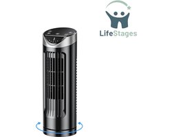 LifeStages - Torenventilator - Torenventilator met Afstandsbediening - 13 Inch Ventilator - Stil met 3 Standen - 90° Oscillerende Tafelventilator - LED Display - Geschikt voor Woonkamer, Slaapkamer, Kantoor