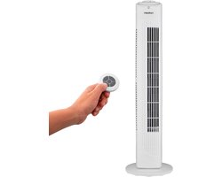 MEDION E11 TF Torenventilator met afstandsbediening (3 snelheden, stille slaapmodus, 45 W, horizontale oscillatie 60°, timer, MD12067) wit