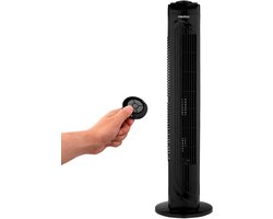 MEDION E11 TF Torenventilator met afstandsbediening (3 snelheden, stille slaapmodus, 45 W, horizontale oscillatie 60°, timer, MD12067) zwart