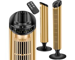 MMM® Ventilator Toren - Ventilator Staand - Ventilatoren - met Afstandsbediening | Kantelhoek 90° | 90 cm - Timerfunctie | Turbofunctie | Voetventilator - Goud