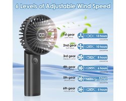Oplaadbare mini-handventilator met 6 snelheden en opvouwbaar ontwerp
