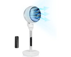 Princess 354555 - Smart fluisterstille vloerventilator met unieke 3D Oscillatie - ventilator voor slaapkamer - Extra Stil - 180° kantelbaar - Incl. afstandsbediening en app - 3 snelheden - wit - modern design - Slim - energie efficiëntie DC-motor