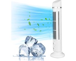 Staande Elektrische Bladloze Ventilator met Lichte - Torenventilator voor Thuis Slaapkamer Kantoor - Wit .