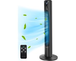 Taylor Swoden Torenventilator - Fluisterstil - 96CM - Ventilator - afstandsbediening - Timer - Oscillatie - Led Display - Tower fan - Zwart | Whisper