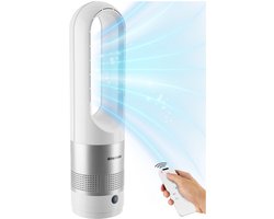 tectake® Torenventilator Polar - Kolomventilator inclusief Afstandsbediening - 8 Snelheidsstanden en Timer - 80° Draaifunctie - Stille Ventilator (35-55dB) - Staand met LED Bedieningspaneel - 55,5 cm Hoog - Luchtkoeler - Wit