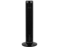 Teesa Torenventilator Zwart 74 cm – Compacte Kolomventilator met Oscillatie & 3 Snelheden – Stille Staande Ventilator voor Slaapkamer, Kantoor of Woonkamer – Energiezuinig, Modern Design