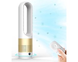 Torenventilator zonder vleugels - Bladeloze ventilator Circulatieventilator - Kamertemperatuur compenseren - 80 graden oscillatie - 40 W - Wit Goud