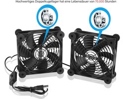 USB Ventilator 120 MM met 3 Snelheden - Instelbare Stille Dubbele USB Ventilator voor PC, Laptop en Hifi Versterker