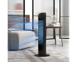 Voetstukventilator 45 W Torenventilator stil 3 snelheden 70° oscillatie ABS Zwart Ø27 x H75 cm voor aangename koeling