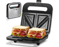 Aigostar Lamo Pro - Tosti Apparaat - Tosti ijzer - Sandwich Maker - 22,8x13,3cm - Non-Stick Keramische Plaat - PFAS-vrij - 750W - Zwart/Rvs