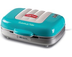 Ariete 1972/01 - 50's Style tosti apparaat - ook voor donuts & muffins - 700W - 3 verwisselbare platen - licht blauw