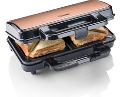 Bestron Tosti apparaat - ASM90XLCO - 900W - Voor 2 tosti's - Anti aanbaklaag - Koper