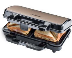 Bestron Tosti apparaat - ASM90XLSAT - 900W - Voor 2 tosti's - Anti aanbaklaag - Wit/Grijs
