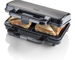 Bestron Tosti apparaat - ASM90XLTG - 900W - Voor 2 tosti's - Anti aanbaklaag - Titangrijs
