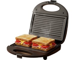 CasaCucina Tosti Apparaat - Anti-aanbaklaag - 750W - 21,5cm * 12,5cm - 2 tosti's - Panini Grill - Compact Design - Zwart - PFAS Vrij