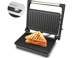CHEFSHAUS Grillmate - Grill Apparaat - Tosti Apparaat - Contactgrill - Tosti IJzer met grillplaat - Anti-Aanbaklaag - PFAS vrij - 180° Uitklapbaar - Meerdere Standen - Cool Touch - Panini Grill / Croque Monsieur Toestel