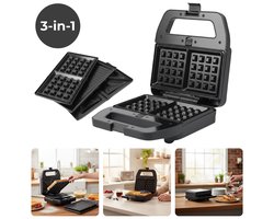 Cheqo® 3-in-1 Toaster – Verwisselbare Bakplaten – Tosti/Grill/Wafelijzer – Belgische Wafels – Tostiijzer - Wafelijzer - Grill - Wafel Ijzer - Tosti Ijzer - Wafels Maken - Tosti Grill - Grillplaat Tosti - Grill IJzer