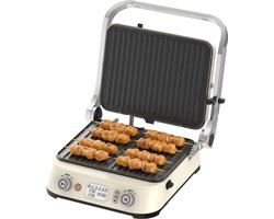 COOK-IT Retro Grill - 1800W - Afneembare Anti Aanbakplaten (PFAS-vrij) - Digitaal Display - Instelbare Temperatuur & Timer - Zweefsysteem - Cooltouch Handgreep - Vergrendelsysteem - Vetopvangbakje