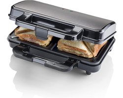 Croque Monsieur Toestel - Tosti Apparaat - XL - Instelbare Temperatuur - Vergrendelende Clip - Tosti IJzer - Uitklapbaar Contact Grill - Kleine Tosti Apparaat Voor 2 Tosti's - Panini Grill - Antiaanbaklaag Toaster Grill - Sandwichmaker