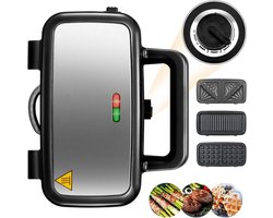 DailySupplies® Contactgrill - Tosti Apparaat - Tosti-ijzers - Panini Grill - Zwart en Zilver