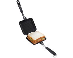 Dubbelzijdige Tosti IJzer Pan voor Gasfornuis - Aluminium Sandwichmaker & Panini Toaster