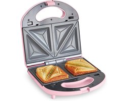 Elektrische Broodjesmachine met Anti-aanbaklaag en Temperatuurregeling, Multifunctioneel voor Toast en Panini, PFAS- en BPA-Vrij, Roze