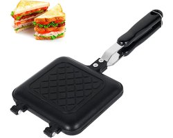Grillsandwichmaker - Tosti-maker en Panini-pers voor Camping en Buiten - Dubbelzijdige Sandwichmaker met Antiaanbakplaten voor op het Fornuis - Handige Ontbijtkoekenpan voor Outdoor Avonturen Thuiskeuken en Picknick