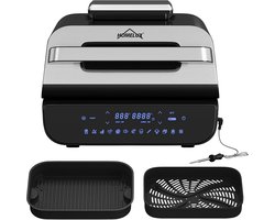 HOMELUX Grill Hetelucht snijder Contactgrillplaat Smart Toaster Digitale temperatuursensor Touch Control 60 minuten timer 1800 W 12 vooraf ingestelde modi Instelbare temperatuur en tijd