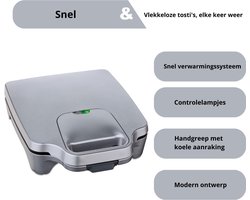 LifeStages - Croque Monsieur Toestel - 900W - Sandwich Maker voor 2 Diagonaal gesplitste toasts