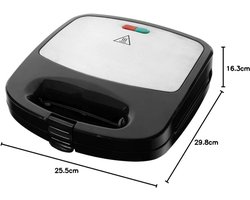 LifeStages - Croque Monsieur Toestel - Diameter 30 Cm - Anti-Aanbakplaat - Roestvrij Staal/Zwart