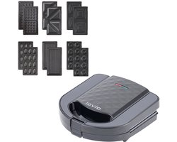 LOVIO 6-in-1 Multifunctionele Toaster Grill – Tosti ijzer - Tosti apparaat - Broodrooster, Grill, Wafelijzer, Tosti-IJzer, Mini Donutmaker & Pindakoekjesmaker – Verwisselbare Platen – 750W Compact Keukenapparaat