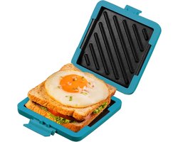Magnetron Sandwichmaker - Broodrooster en Paninimaker voor Magnetron - Vaatwasmachinebestendig en Tosti-veilig - Geen Elektriciteit Nodig Draadloos en Tijdbesparend - Snel Ontbijt of Snack voor Thuis - Blauw