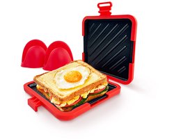 Magnetron sandwichmaker - Sandwichmaker - Bakplaat - sandwich maker - Panini maker - Broodrooster - Siliconen - Rood