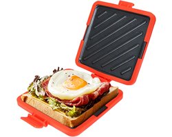 Magnetron Toastie Sandwich Maker, Magnetron Toastie Maker, Veelzijdige Kleine Broodrooster, Gemakkelijk Schoon te Maken en Op te Bergen, Perfect voor het Koken van Ontbijt, Gegrilde Kaas, Snacks (Rood)