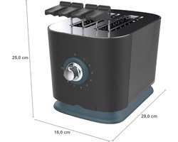 MMM® Tosti Apparaat Broodrooster - Broodrooster met Tostiklemmen - Tosti Broodrooster - 10 Bruiningsniveaus - 2 Extra Grote Sleuven en Openbare Tangen- Zwart- 33 cm x 25 cm x 23 cm