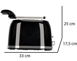 MMM® Tosti Apparaat Broodrooster - Broodrooster met Tostiklemmen - Tosti Broodrooster - met Tangen - met Kruimelvanger - Zwart- 30 cm x 25 cm x 20 cm