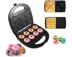 Mrs. Jones 3-in-1 Elektrische Wafels-Sandwich Machine Panini Pers Grill Iron Set met 3 verwisselbare Antiaanbakplaten 750W - Afneembare Dessert Toaster - Perfect voor Ontbijt .