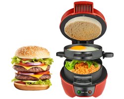 NAXSIR 3-in-1 Sandwichmaker & Wafelijzer - Ook als Burgerpers | Dubbelzijdige Verwarming met Antiaanbaklaag