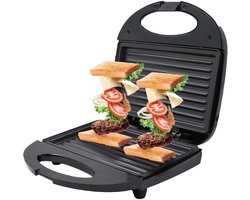 NAXSIR Tosti ijzer - Sandwich Press - 2 Sandwich - Non-stick Vlakke Platen, Gemakkelijk Te Reinigen, Gemakkelijk Op Te Slaan