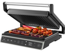 Olvy Contactgrill - 180º Uitklapbaar - PFAS-Vrij - Met Temperatuurregeling - Panini - Croque Monsieur Toestel - Grill Apparaat - Tosti Ijzer - Apparaten