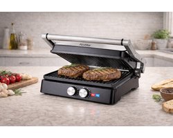 Panini Grill Contactgrill – Grote 30×24 cm Grill & Tosti apparaat – 2000 W Contactgrill met Zwevend Deksel